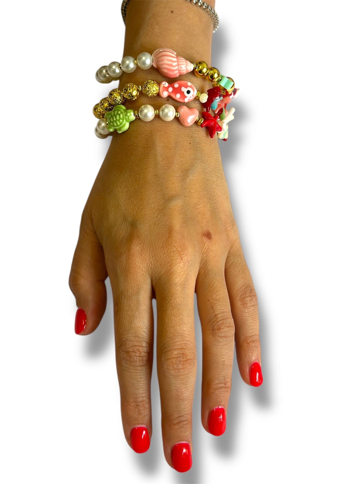 Bracciali Hawaii multicolor Conchiglia+Pesciolino set 2Pezzo