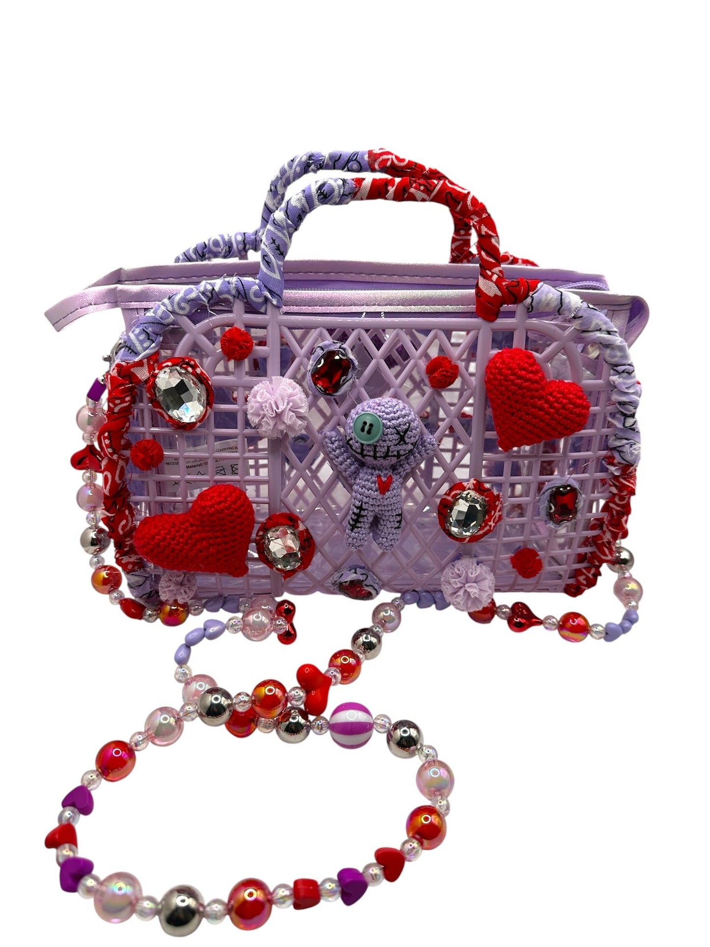 Borsa Purple Hearts con pochette interna