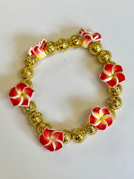 Bracciali Hawaii Rosso Fiori+Pesciolino set 2Pezzi