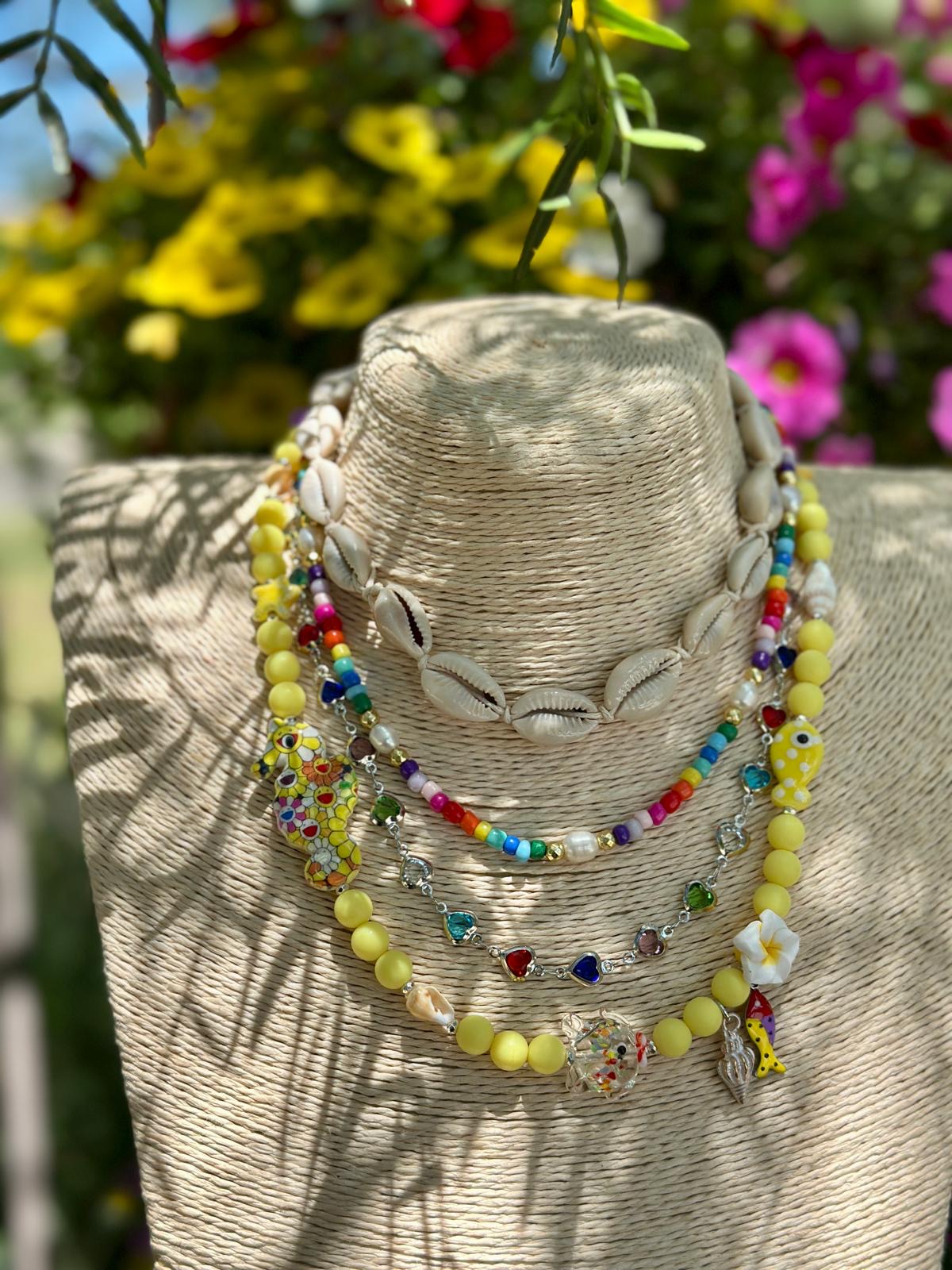 Collana Paradise gialla set 4 pezzi