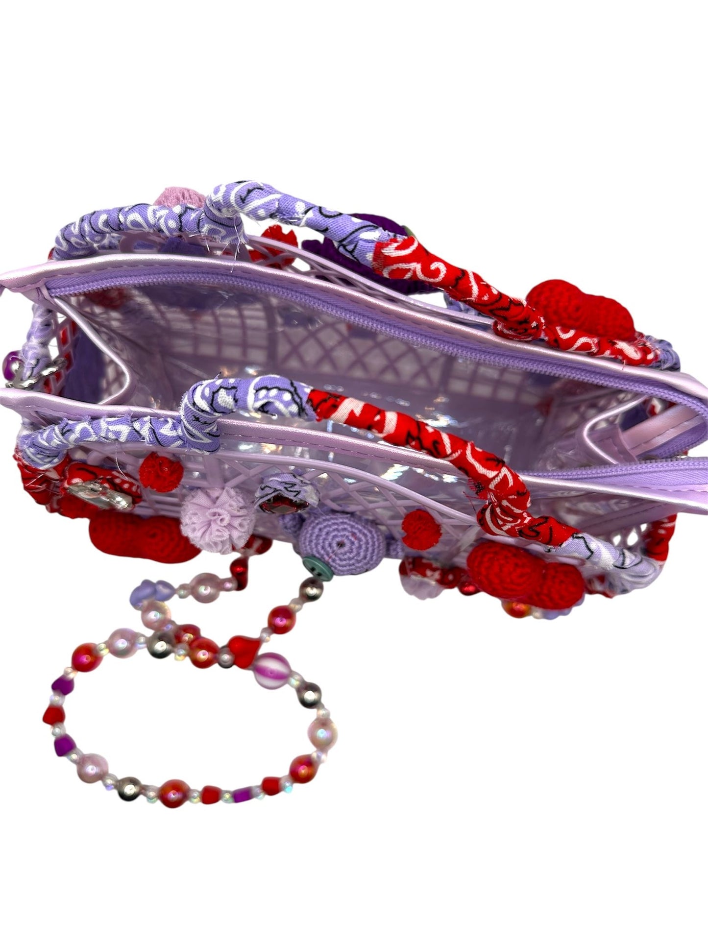 Borsa Purple Hearts con pochette interna