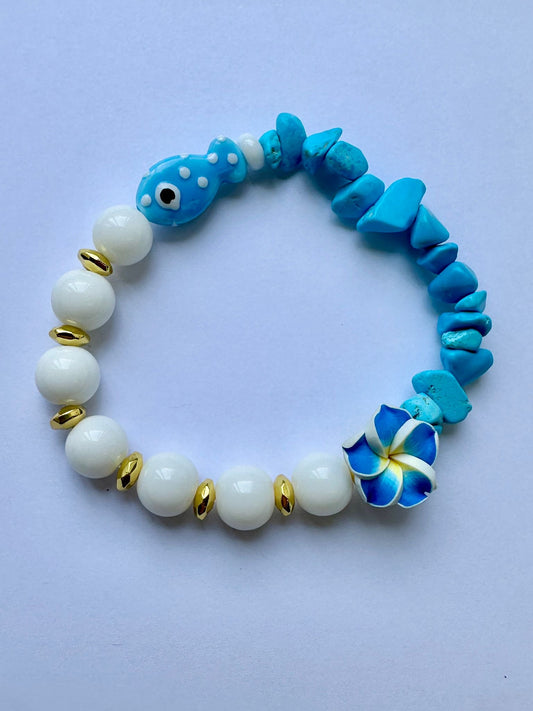 Bracciali Hawaii turchese Pesciolino+Polipo set 2Pezzi