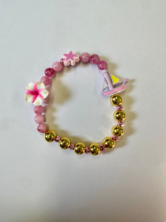 Bracciali Hawaii Rosa Barchetta+Comchiglia set 2Pezzi