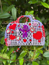 Borsa Purple Hearts con pochette interna