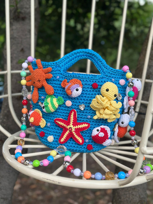 Borsa Incanto Sotto il Mare Turchese riproducibile su ordinazione tempo 15/30gg