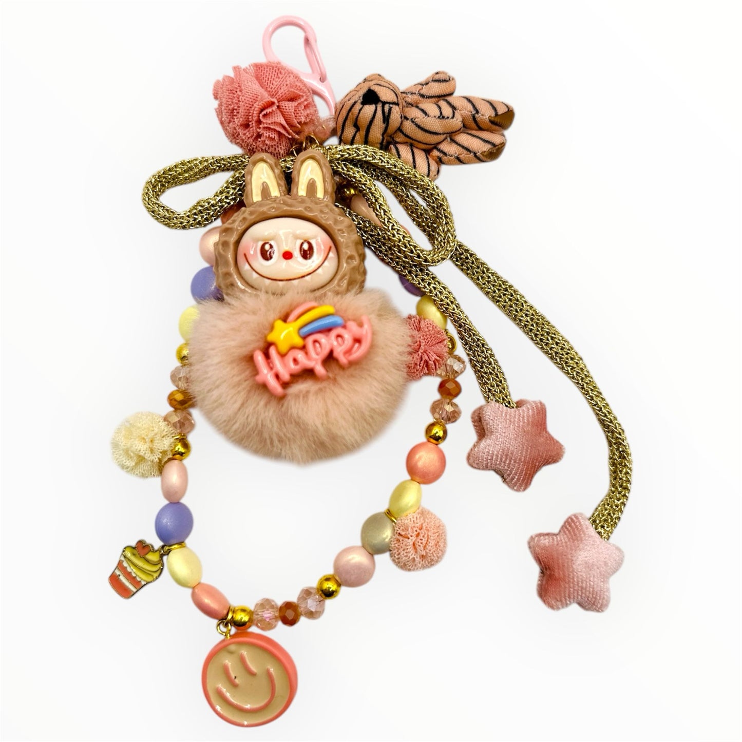 Charmsbag Labubu DustyPink Happy
