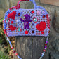 Borsa Purple Hearts con pochette interna