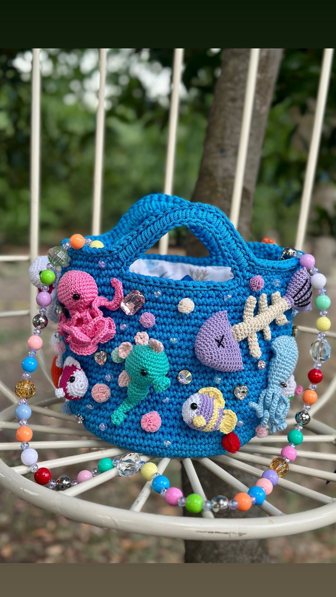 Borsa Incanto Sotto il Mare Turchese riproducibile su ordinazione tempo 15/30gg