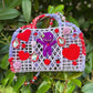 Borsa Purple Hearts con pochette interna